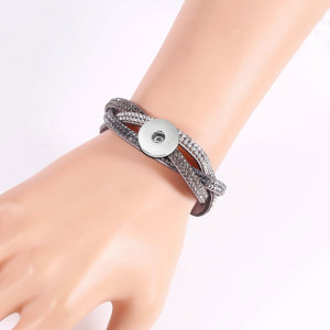 Korean velvet multi-layer hot diamond inlaid bracelet fit 18mm snap button jewelry