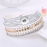 Korean velvet multi-layer hot diamond inlaid bracelet fit 18mm snap button jewelry