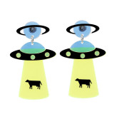 Acrylic Nightclub Bar Fun and Funny UFO Alien Earrings