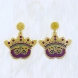 Carnival Retro Crown Mask Contrast Acrylic Earrings
