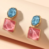 Resin diamond square water ripple earrings