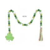 LUCKY Beaded Saint Patrick's Day Colored Wooden Beads, Hemp Rope Tassels Decoration