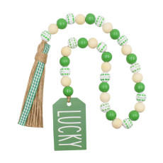 St. Patrick's Day Irish Festival Sesame Rope Tassel Beads Clover Colored Wood Beads Sesame Rope Festival Decoration