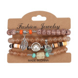 Love Leaf Pendant Bracelet Pearl Accessories Bracelet Glass Beads Multi layered Bracelet