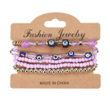 Bohemian Eye Pattern Rice Beads Multi layered Bracelet