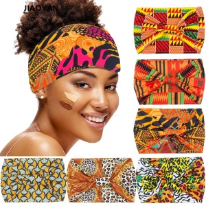 African printed headband, sport wide edge knotted elastic headband, leopard print headscarf hair accessories