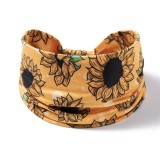 Fashionable headband with sunflower pattern printed elastic headband, running sweat absorbing yoga headband hair accessories