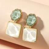 Resin diamond square water ripple earrings