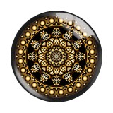 20MM Black and Golden Colorful patterns Print glass snap button charms