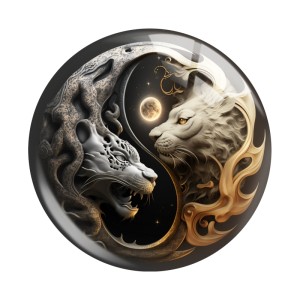 20MM Yin and Yang the Great ultimate Print glass snap button charms