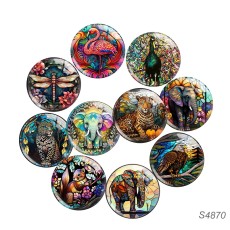 20MM animal Print glass snap button charms