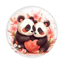 20MM panda Print glass snap button charms