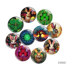 20MM Easter Bunny Clover Print glass snap button charms