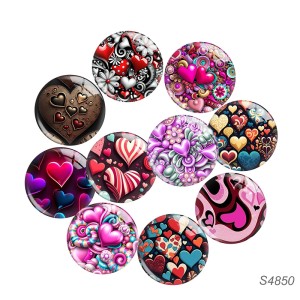 20MM love Valentine's Day  pattern  Print glass snap button charms