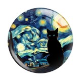 20MM cat Print glass snap button charms