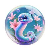 20MM the twelve Chinese zodiac signs animal Print glass snap button charms