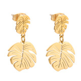 stainless steel love Leaf  earrings