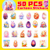 50 Easter stickers decorating Easter bunny egg windows with cartoon waterproof stickers