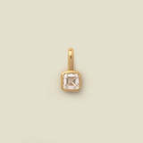 Stainless steel colored 12 birthstone square zircon pendant