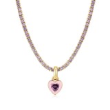 Stainless steel love colored zircon necklace