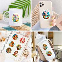 50 Easter stickers decorating Easter bunny egg windows with cartoon waterproof stickers
