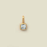 Stainless steel colored 12 birthstone square zircon pendant