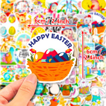 50 Easter stickers decorating Easter bunny egg windows with cartoon waterproof stickers