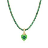 Stainless steel love colored zircon necklace