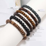 19CM handmade beaded bracelet with retro style, multi-layer elastic thread, wooden bead coconut shell bracelet