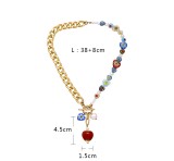 Bohemian ethnic style glass printed love pearl necklace