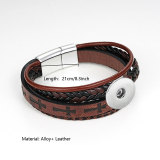 Punk style cross leather bracelet fit 18mm snap button jewelry