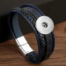 Retro PU leather magnetic buckle creative cross print bracelet fit 18mm snap button jewelry