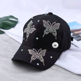 Fashionable duckbill cap, rhinestone baseball cap, summer casual versatile sun shading and sun protection hat suitable for 20MM  Snaps button jewelry wholesale