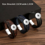 Retro PU leather magnetic buckle creative cross print bracelet fit 18mm snap button jewelry