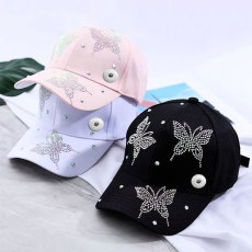 Fashionable duckbill cap, rhinestone baseball cap, summer casual versatile sun shading and sun protection hat suitable for 20MM  Snaps button jewelry wholesale