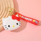 Sanrio KT Cat Zero Wallet Keychain Student Cartoon Animal Silicone Earphone Bag Cute Bag Pendant