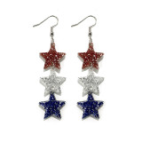 American Independence Day acrylic earrings  love pentagram patchwork flag color glittering earrings