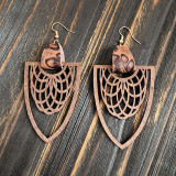 Vintage Wooden Earrings with Hollow Mandala Earrings