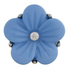 20MM Flower snap Silver Plated with blue Acrylic and rhinestone KC9779 snaps jewelry