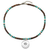 Coconut shell natural turquoise partition small summer beach necklace fit 20MM Snaps button jewelry wholesale