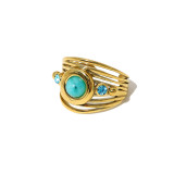 Stainless steel inlaid turquoise ring