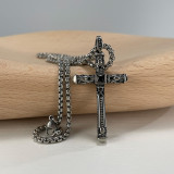 Vintage Cross Stainless Steel Pendant Necklace