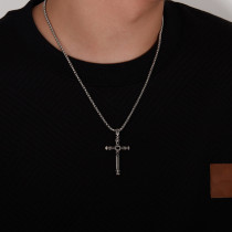 Vintage Cross Stainless Steel Pendant Necklace