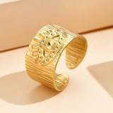 Wide relief magic eye opening stainless steel ring