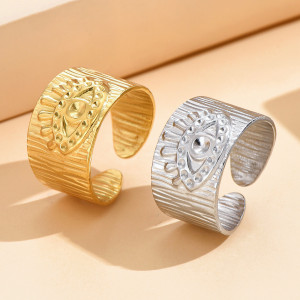 Wide relief magic eye opening stainless steel ring