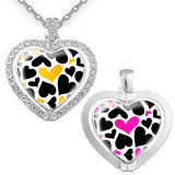 Love Double sided Rotating Diamond Set Time Gemstone Crystal Glass Necklace