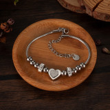 Stainless steel beaded zircon three-dimensional frosted love bracelet
