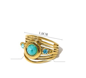 Stainless steel inlaid turquoise ring