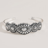 Pattern plated antique silver open alloy bracelet