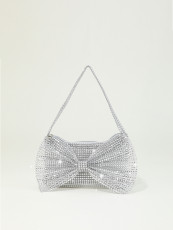 Sparkling rhinestone with diamond bow decoration, portable party and dinner bag